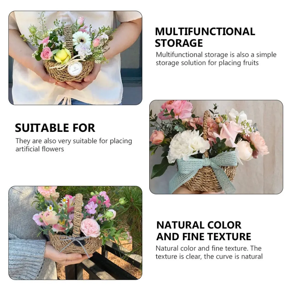

1pc Beautiful Creative Delicate Weave Basket Flower Basket Wedding Basket Home Party