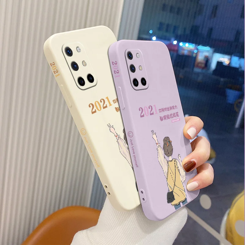 

Cheer Girl Phone Case For Oneplus 8t 9 9pro 9r pro Liquid Silicone Cover