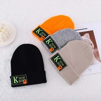 japanese candy colored patch knitted hat womens autumn winter warmth earmuffs all match casual mens beanie woolen cap u46