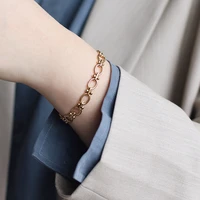 amaiyllis fashion minimalist gold chain couple bracelets personality punk relationship bracelet bangle for female bijoux jewelry