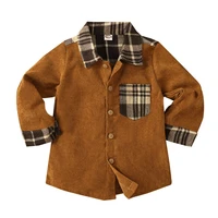 spring children outwear boy corduroy jackets button shirts tops patchwork plaid jackets outwear infant gentlemen boys clothes