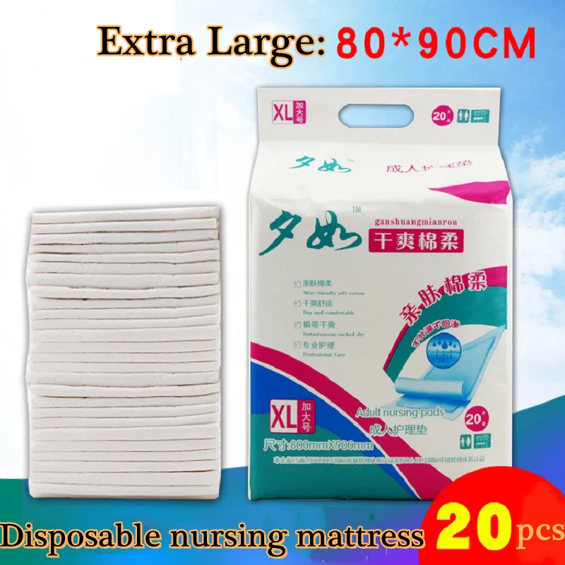20Pcs Adult Nursing Pad XL Plus Elderly Maternal Diaper Mattress Disposable Unisex Universal Skin-Friendly Soft Non-Slip Nursing