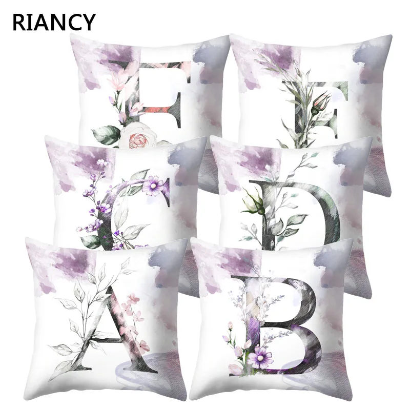 Акварельная живопись A-Z буквы цветок наволочка из полиэстера декоративная