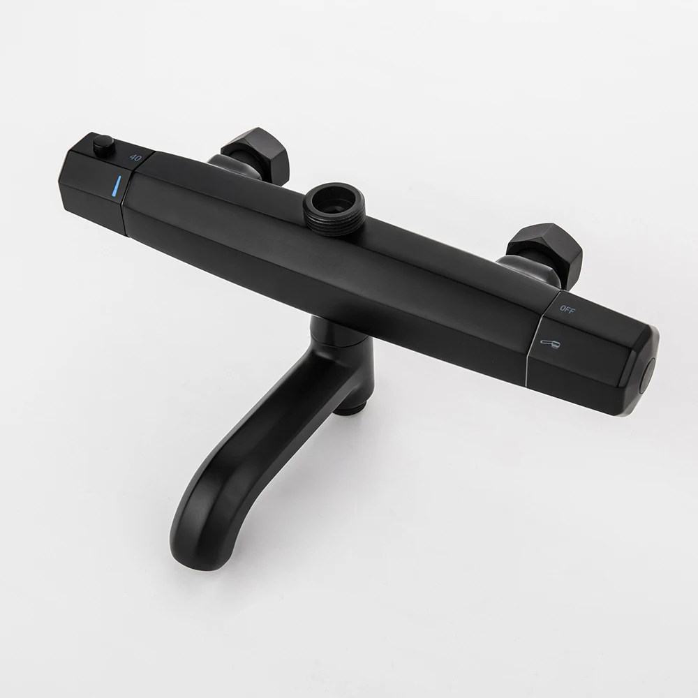 Термостатический трехфункциональный настенный дождевой черный латунный