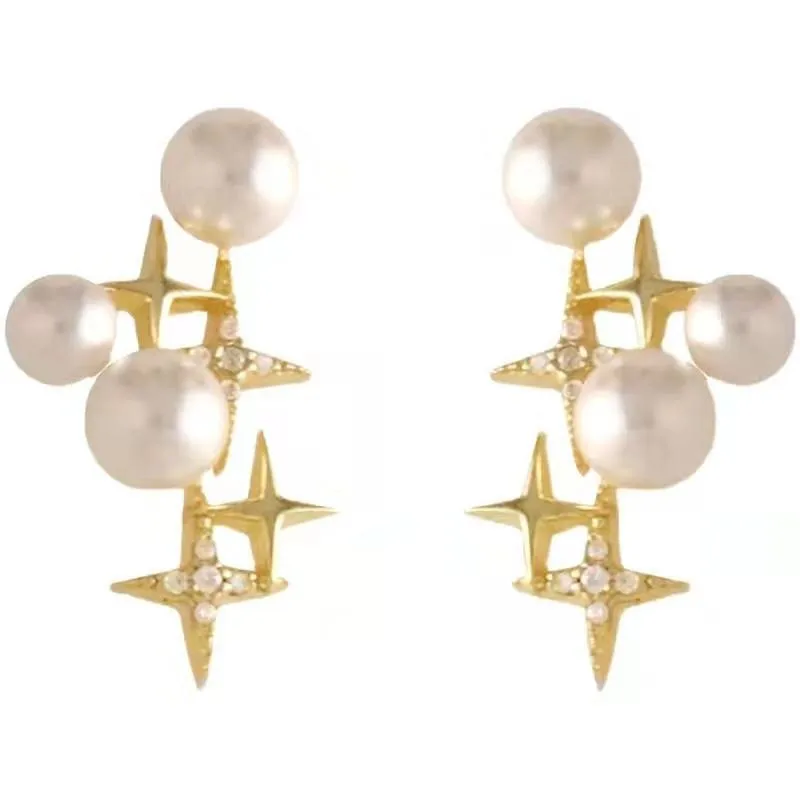 

2021 New Korean Small Star Modelling Fashion Drop Earrings Elegant Temperament Joker Sweet Pearl Women Fine Earrings Trend