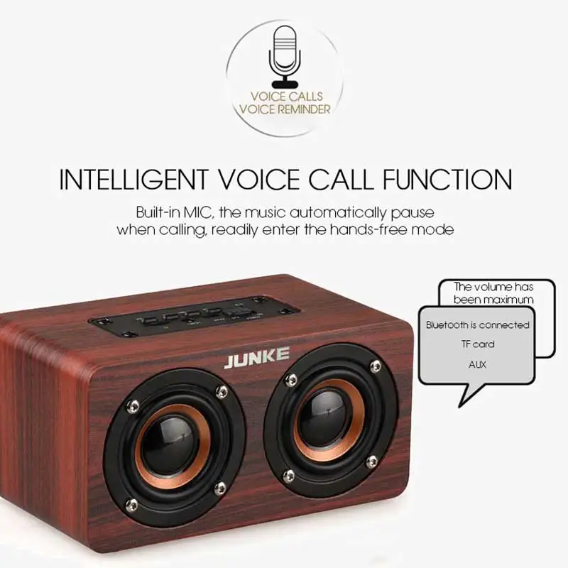 Деревянная портативная стереоколонка JUNKE W5 Bluetooth Колонка s Bass двойная для спорта с