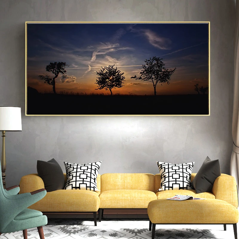 Фон заката освещение в вечернее закате небо Картина на холсте настенная живопись