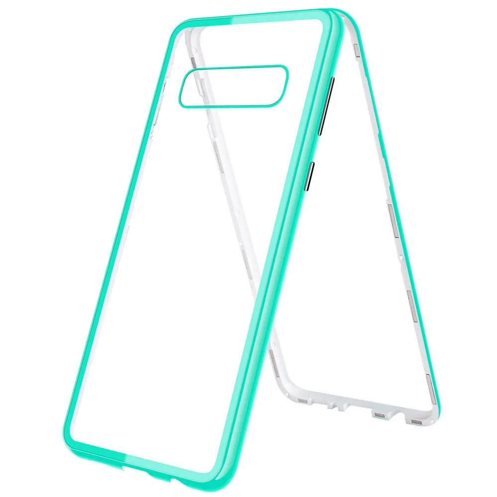 Магнитный адсорбционный чехол ярких цветов для samsung S8 S9 S10 Plus, чехол из закаленного стекла для samsung Galaxy Note 8 9, Магнитный чехол