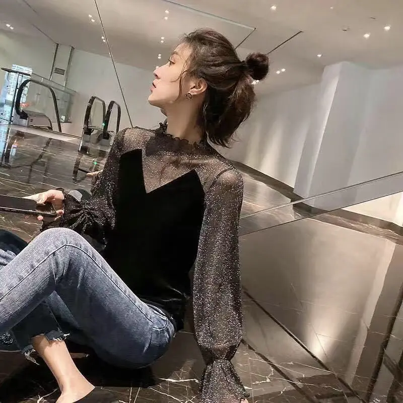 

Женское весенне-осеннее платье 2020 с сетчатым кружевом и зеленым верхом