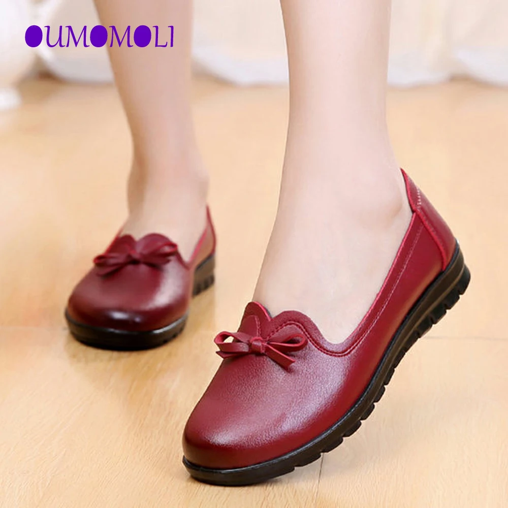 

New Shoes Women Ballet Flats Spring Bow Casual Flat Boat Shoes Round Toe Mom Shoes Plus Size 35-41 Q030