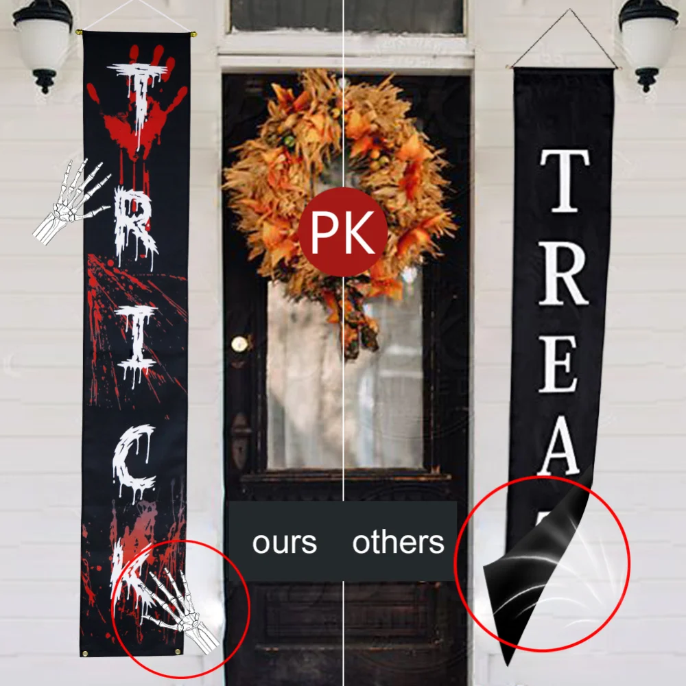 Хэллоуин Декор трюк или лакомство баннер 4 + коготь наклейка дверной знак ужас