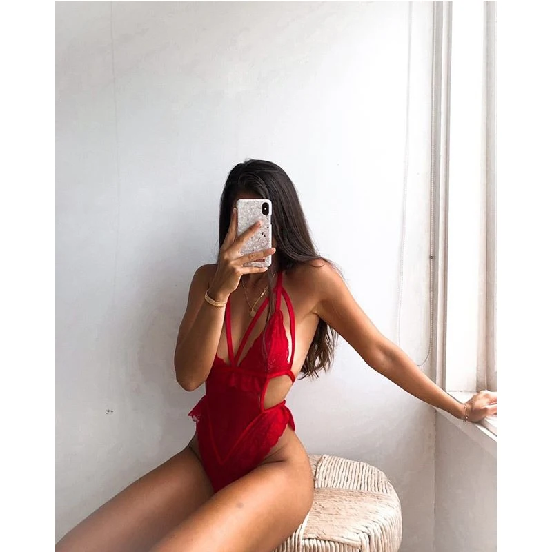 Женское сексуальное нижнее белье без рукавов с лямкой на шее Сетчатое кружевное