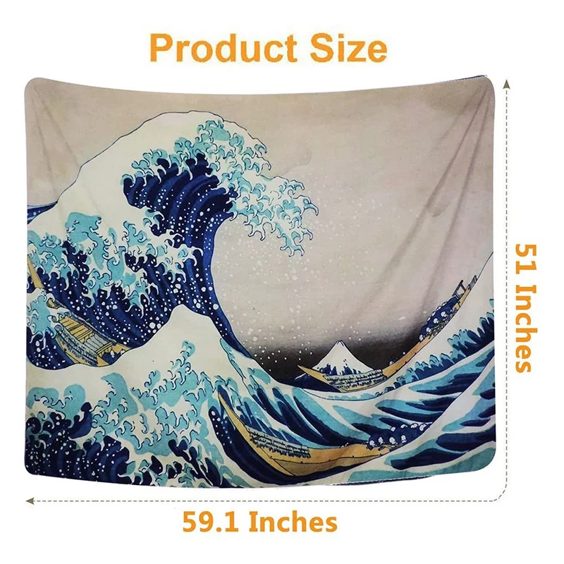 

Tapestry Wall Hanging Great Wave Kanagawa Wall Tapestry with Art Nature Home Decorations for Living Room Bedroom J8