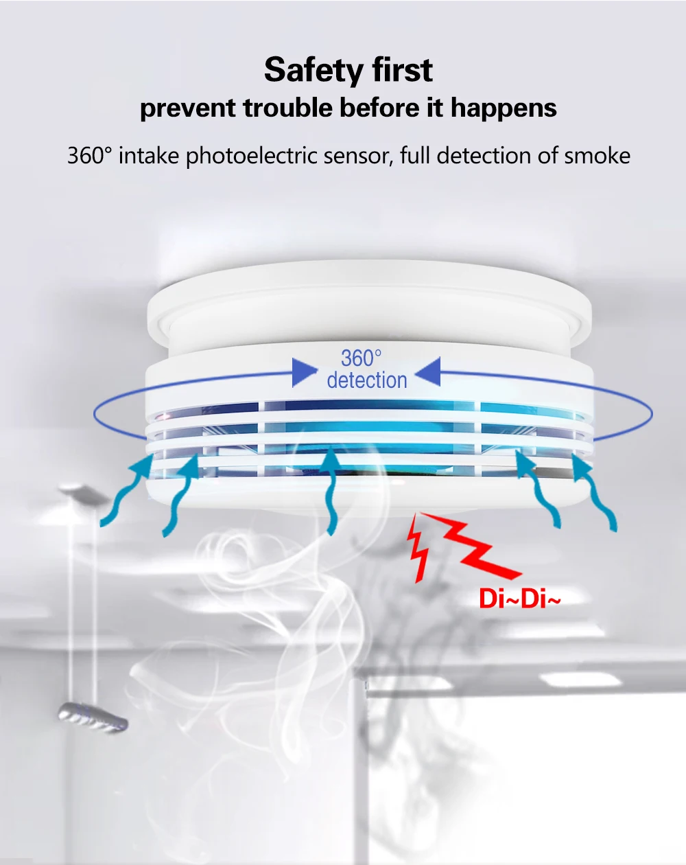 

2pcs Tuya WiFi Smoke Alarm Fire Protection Smoke Detector Smokehouse Combination Fire Alarm Home Security System Firefighters