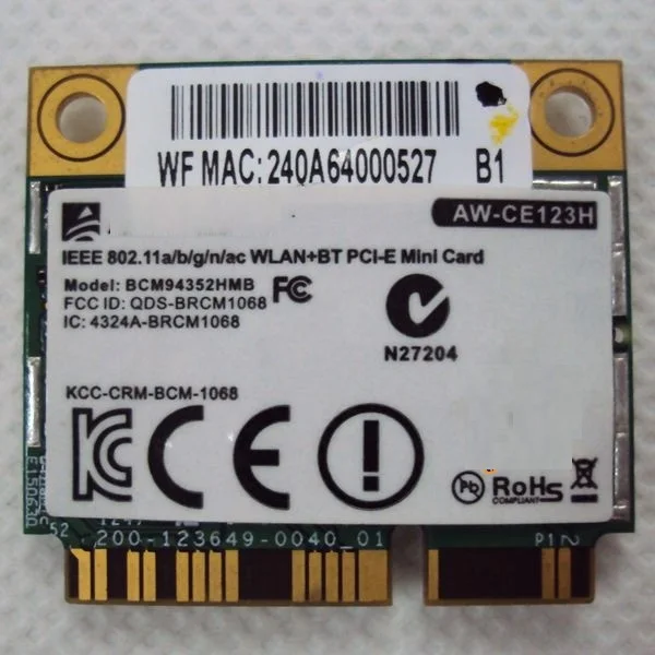 

For Broadcom BCM94352HMB BCM 4352HMB 802.11ac 2.4G/5.0GHz Mini PCI-E 867Mbps WIFI BT For Bluetooth 4.0 Wireless Card