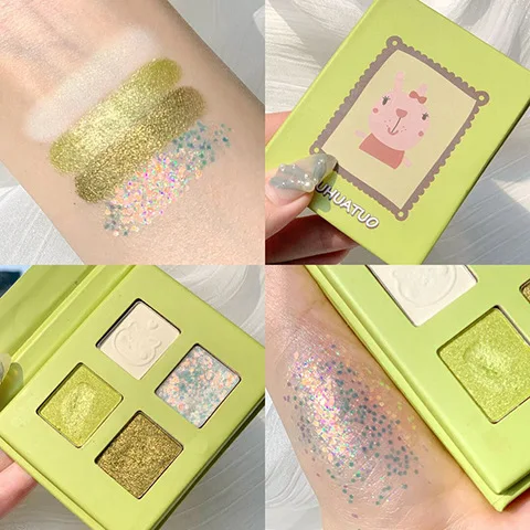 

Portable 4 Colors Cute Animal Matte Glitter Eyeshadow Palette Kit Shimmer Pigmented Eye Shadow Palette Set Gift maquillage