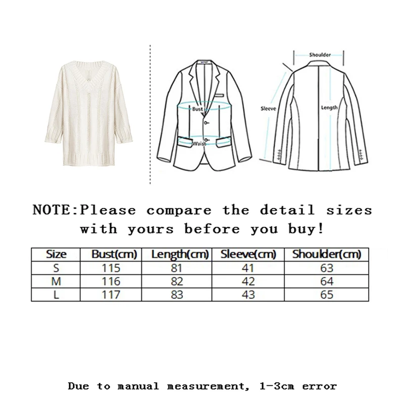 

Sllsky Women Solid Knitted Sweater Dress Casua Vintage Ins style V-neck Long Sweater Female Autumn Winter Basic Loose Sweater