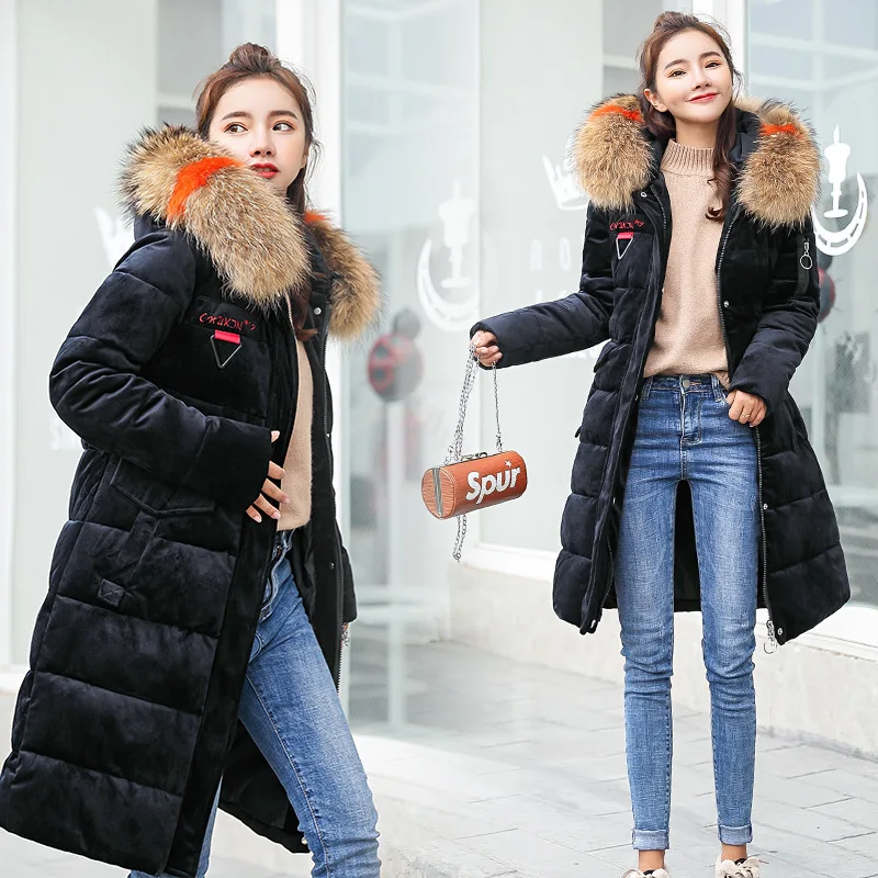 Зимняя женская куртка 2020 парка Mujer большой меховой воротник пуховое хлопковое