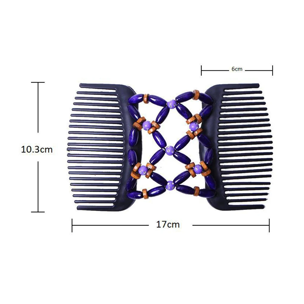Double Beaded Hair Magic Comb Clip Beads Elastic Hairpin Stretchy Combs Pins YUF99 | Красота и здоровье