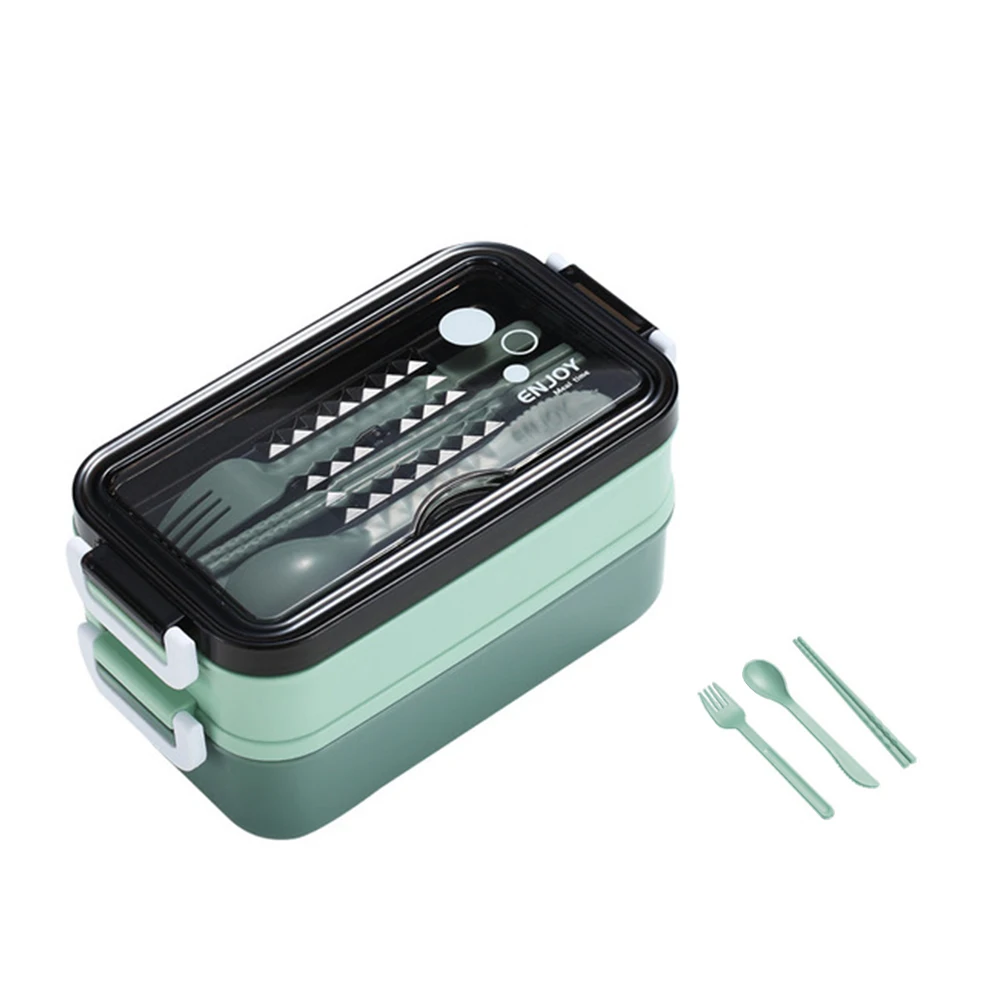 lunch box stainless steel 2 layer leak proof bento box lunch container with phone holder food storage box for kids office worker free global shipping