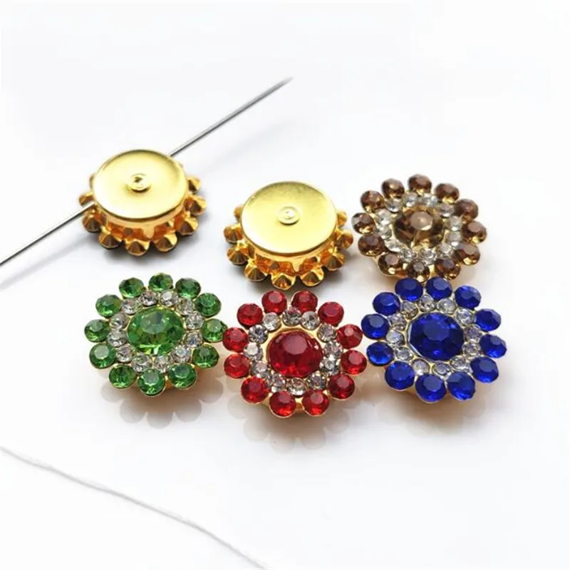 

50pcs/lot 14mm Multicolor Flower Beads Rhinestone Bezel Patch Crystal Cabochons Rould Spacer for DIY Jewelry Making Handmade