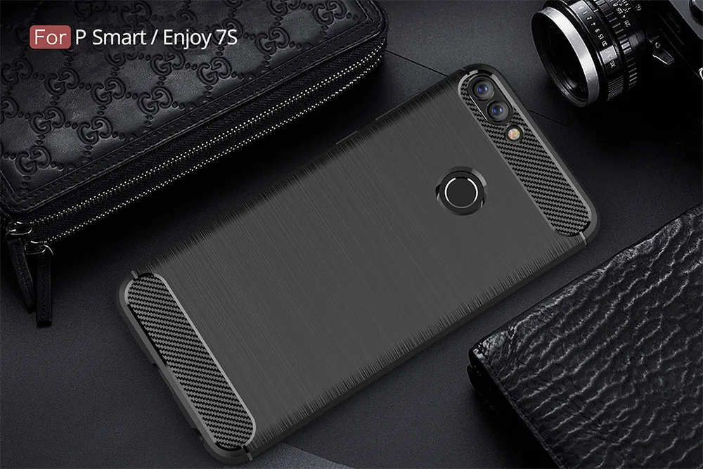 Чехол для Huawei P Smart/Enjoy 7 S красный/черный/темно синий/серый ударопрочный полный