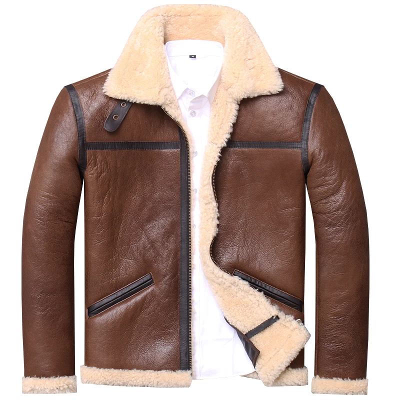 

Jacket Men's Leather Winter Real Leather Jacket Men Sheepskin Coat Genuine Leather Shearling Jackets Wool Lining L1262 KJ5128