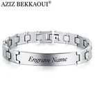 Азиз Аль Сауд BEKKAOUI по индивидуальному заказу гравировка ювелирных изделий человек Браслеты Нержавеющаясталь Шарм Браслеты панк по заказу покупателя изготовленным на заказ логосом для Для мужчин