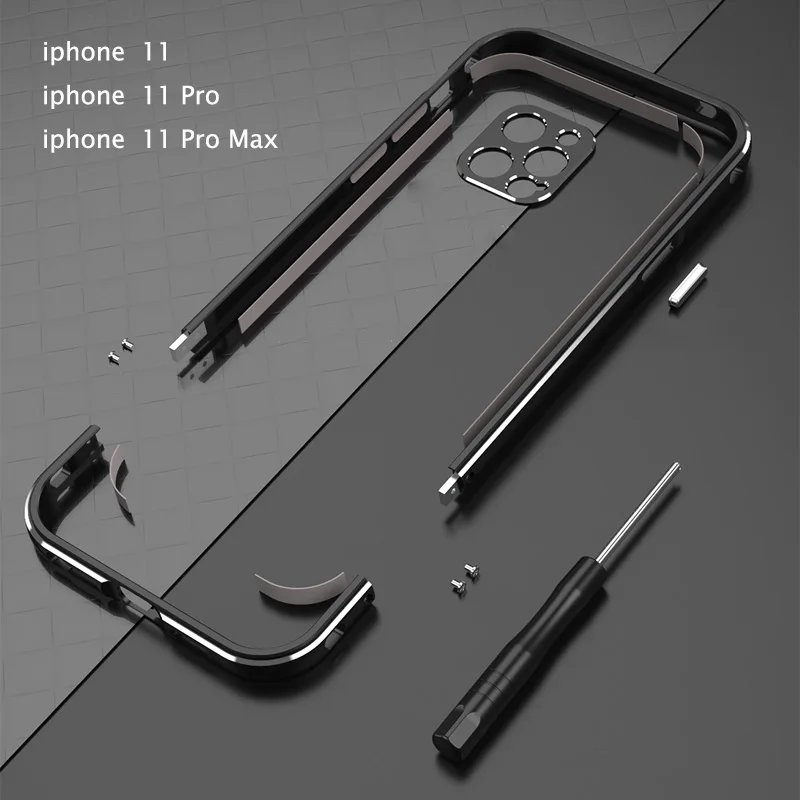 

Bumper Case For iPhone 11 /11 Pro/11 Pro Max Aluminum metal Frame Slim Cover phone case+ carmera Protector iphone11 pro max