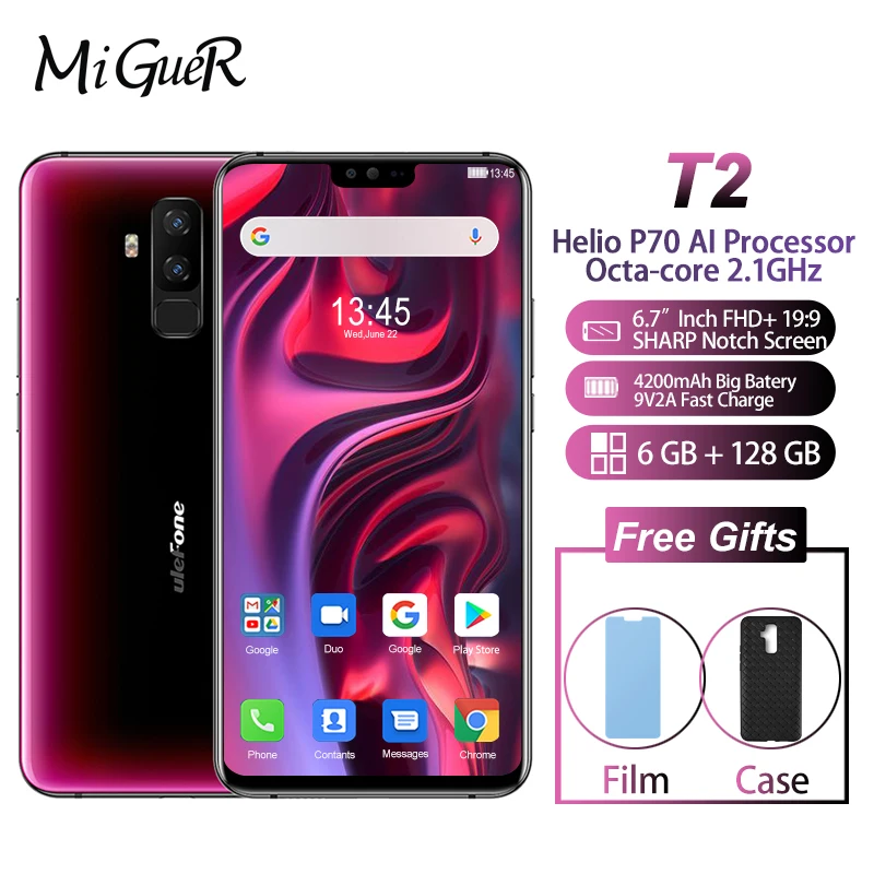 Ulefone T2 4G мобильный телефон Android 9 0 6 7 &quot19:9 Helio P70 Восьмиядерный ГБ + 128 Гб 4200 мАч NFC