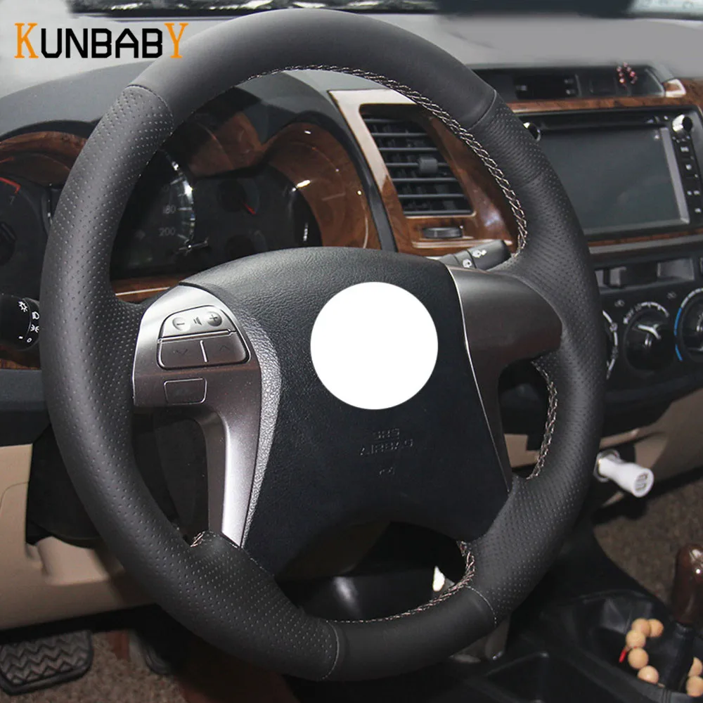 Чехол рулевого колеса автомобиля KUNBABY из натуральной кожи для Toyota Fortuner Hilux 2012-2015 |