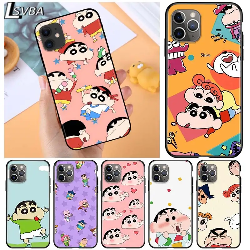 

Cartoon Shinchan Crayon for Apple iPhone 12 Pro Max Mini 11 Pro XS Max X XR 6S 6 7 8 Plus 5S SE2020 Soft Black Phone Case