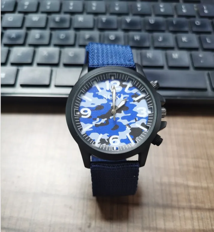 

European and American top SOKI brand new nylon woven camouflage calendar men's quartz watch outdoor sports military watch
