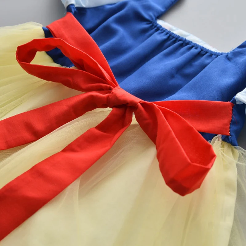 

Girls Princess Dresses 2021 New Summer Kids Party Suit Baby Bowtie Mesh Vestidos Fashion Short Sleeve Children Clothing 3 7Y