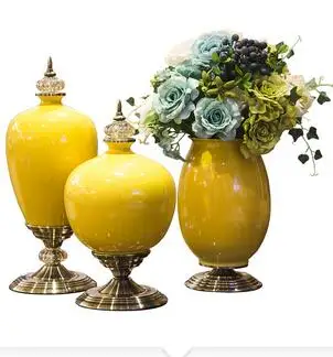 

EUROPEAN VASE DECORATION LIVING ROOM FLOWER ARRANGEMENT CERAMIC SET LIGHT LUXURY MODEL ROOM HOME PORCH AMERICAN TABLE DECORATION