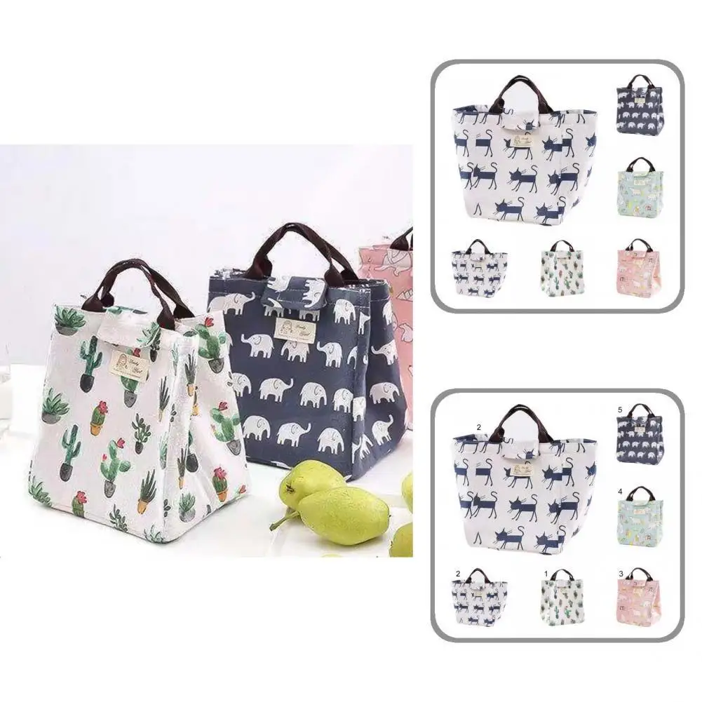 

Thickened Useful Portable Printed Lunch Bag Insulation Bag Cartoon Pattern Insulated Lunch Bag Adorable for Office
