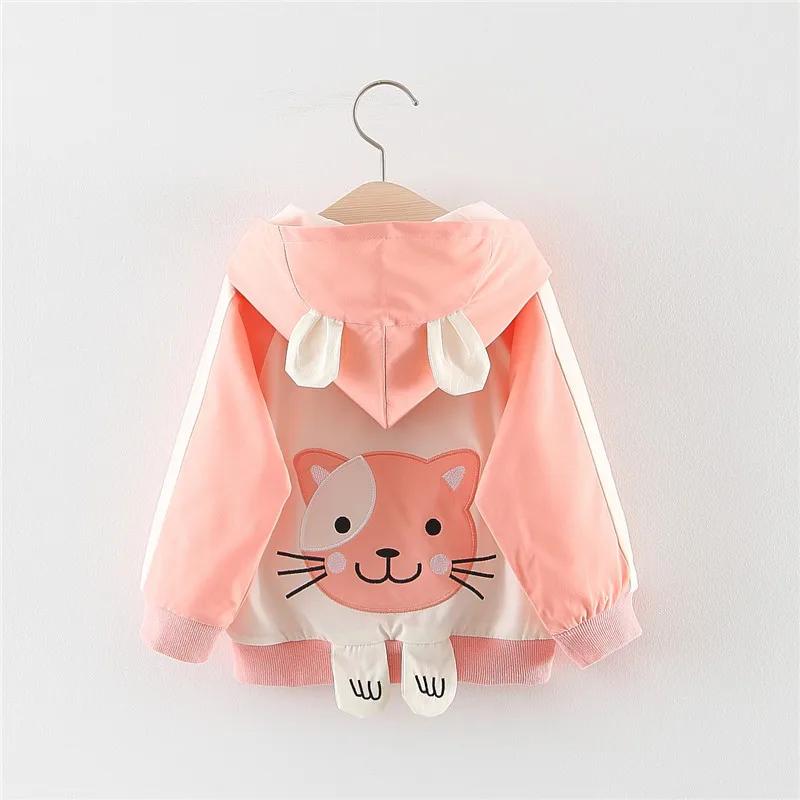 Осенние детские куртки для девочек с капюшоном и длинным рукавом пальто