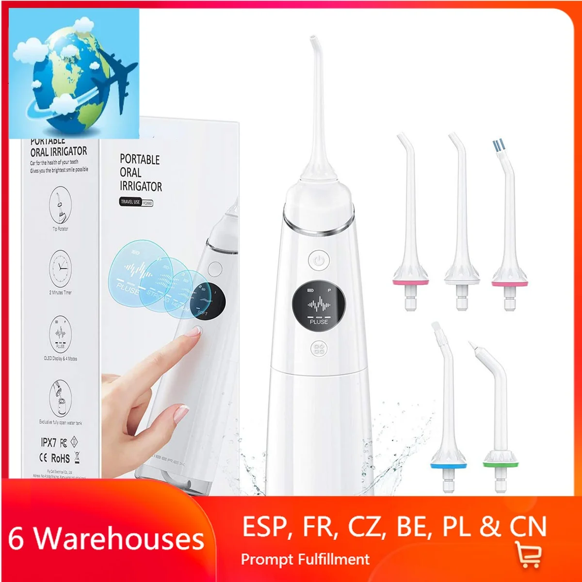 

Ирригатор полости рта портативный беспроводной с зарядкой от USB, 4 режима