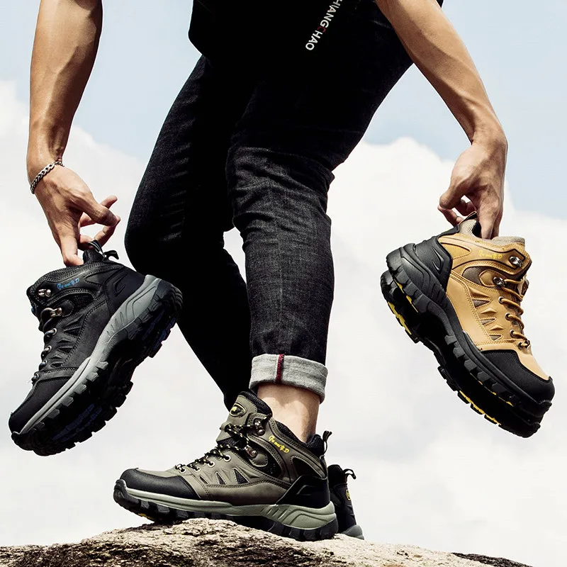 Plus Size 47 Tactical Boots Men Mountain Hiking Shoes Waterproof Outdoor Sports Sneakers Male Wearable Anti-skid Hunting Boots