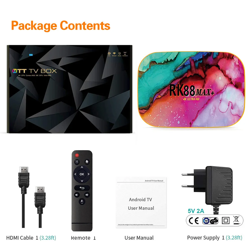 

RK88 MAX Android 11.0 Smart Tv Box 2.4G&5G WiFi 4K HD Media Player 32/64/128GB Bluetooth 4.0 RK3318 Youtube 3D Video Set-Top Box
