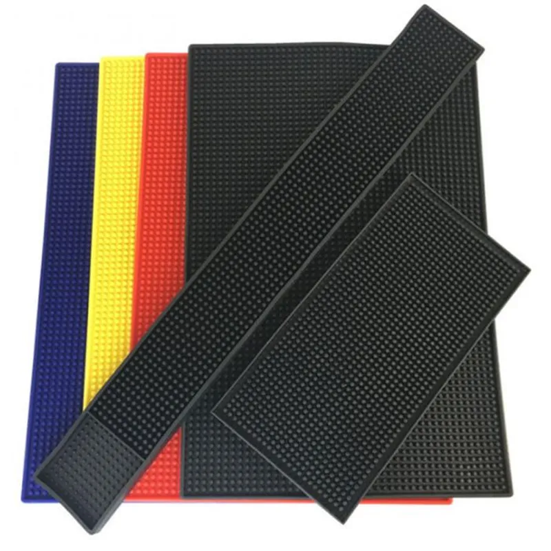

3 Size Rectangle Rubber Beer Bar Service Spill Mat for Table Cup Black Water Proof Anti-skid Mat Glass Coaster Place Plate Mat