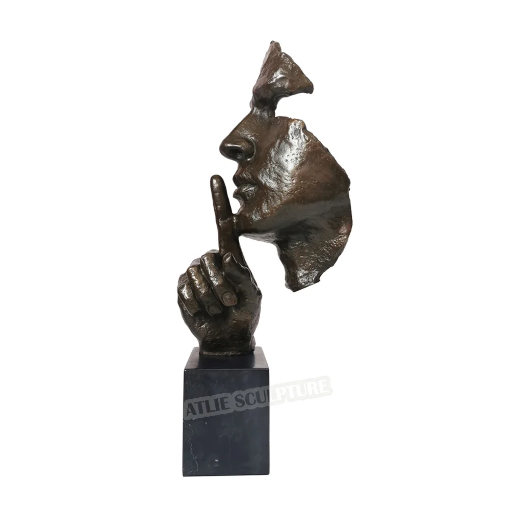 Бронзовая статуя Мужская скульптура держать лицо беззвучность новинка