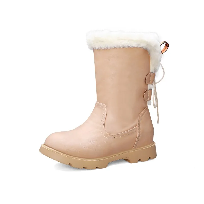 Большие модные плюшевые ботинки со шнуровкой простые и пушистые короткие