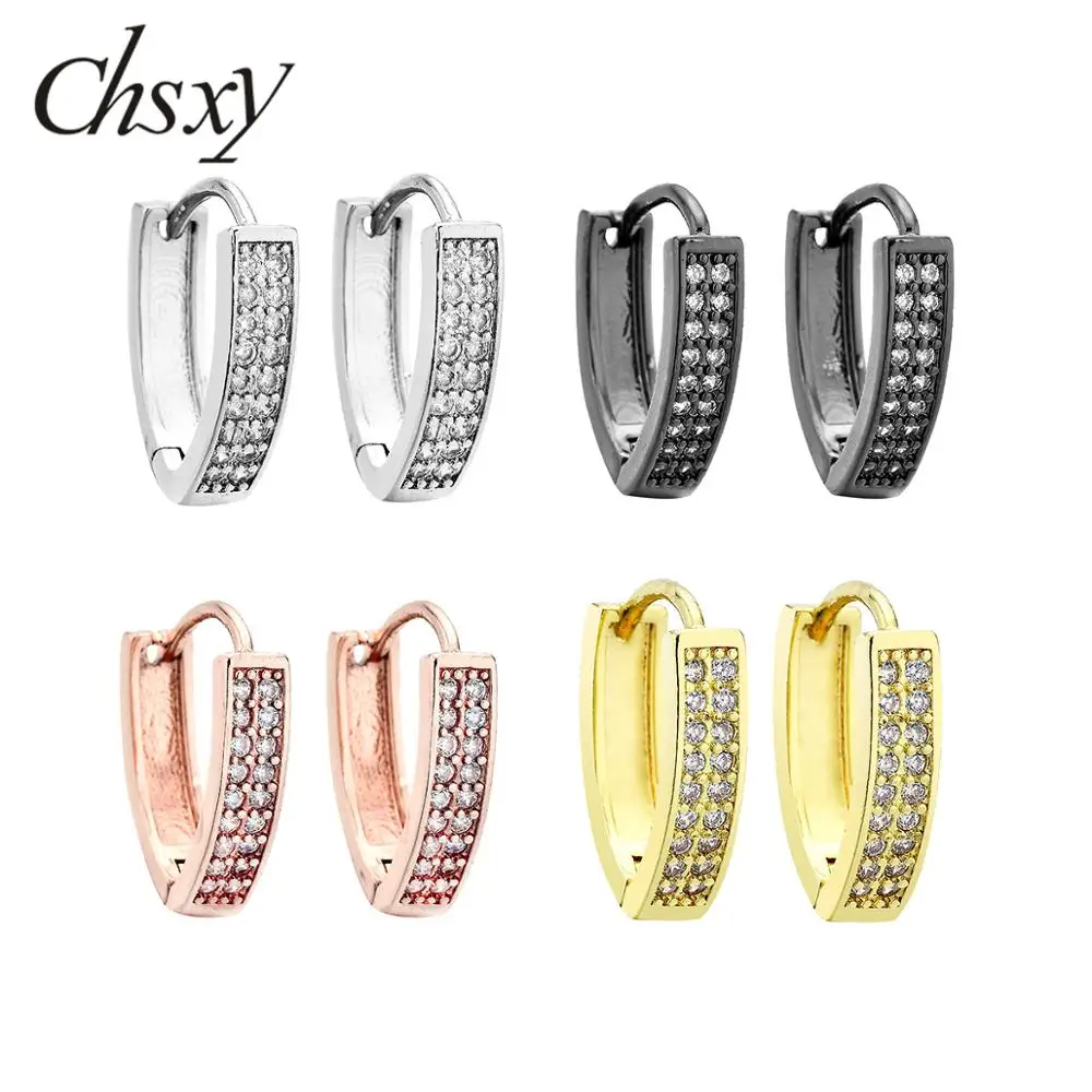 CHSXY розового золотого серебряного черного цвета цветные циркониевые серьги