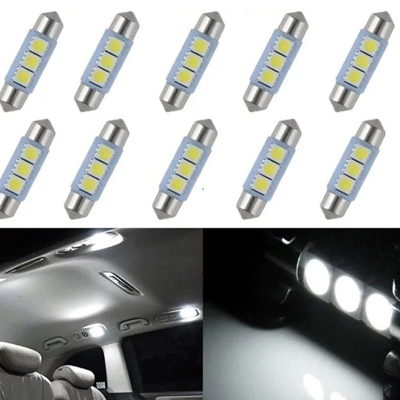 20 шт. яркие белые светодиодные лампы для автомобиля C5W 5050 3 Smd 3Smd 31 мм 36 мм 39 мм DC 12 В гирлянда внутренний купол свободный светильник лампа указателя поворота