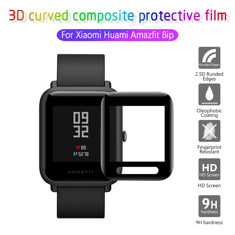 1/2 шт. 3D Защитная пленка с изогнутыми краями для xiaomi Amazfit Bip полное покрытие Защита