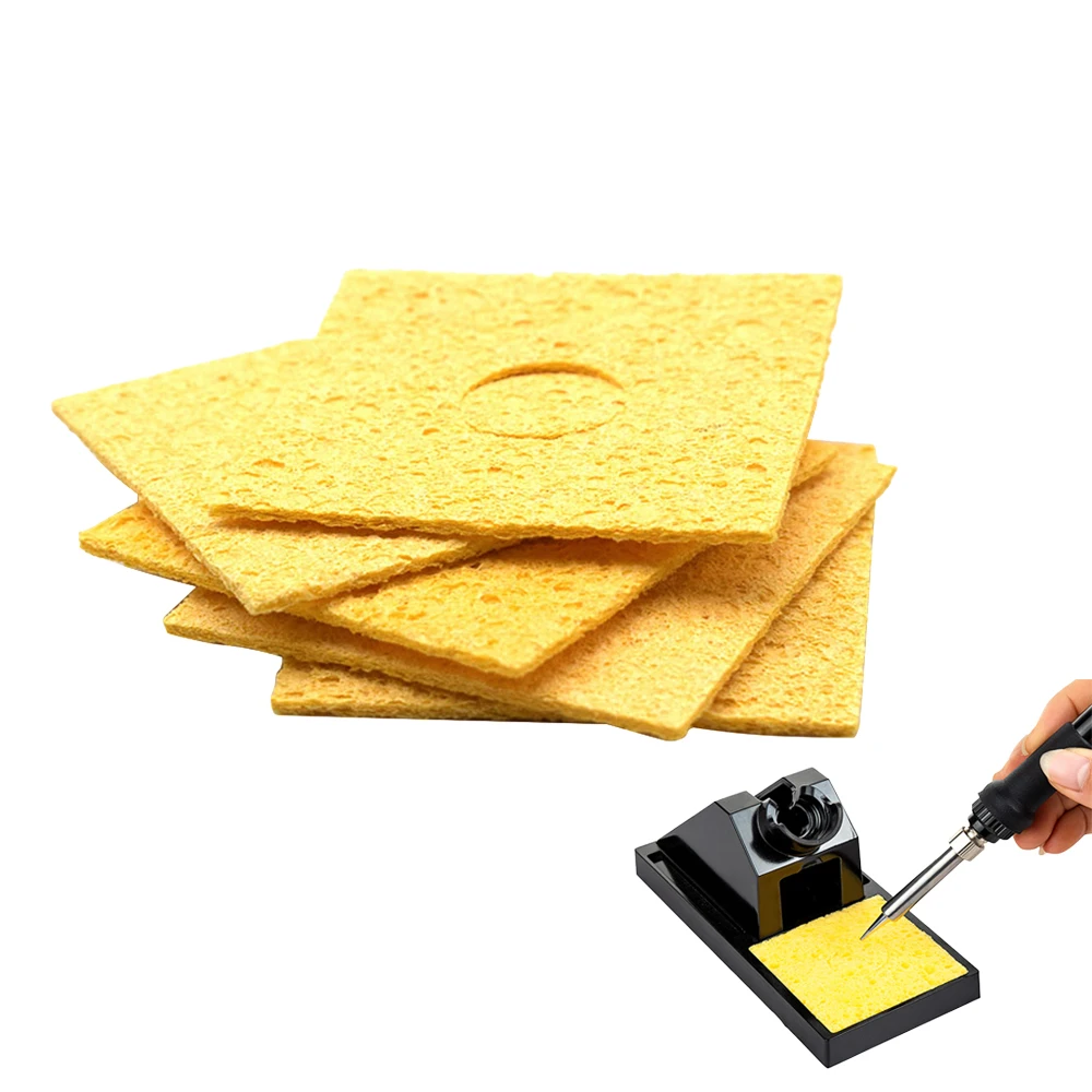 

New 60pcs Heat Stable Thick Soldering Iron Cleaning Replacement High Temperature Yellow Resistant Sponges Welding Accessories
