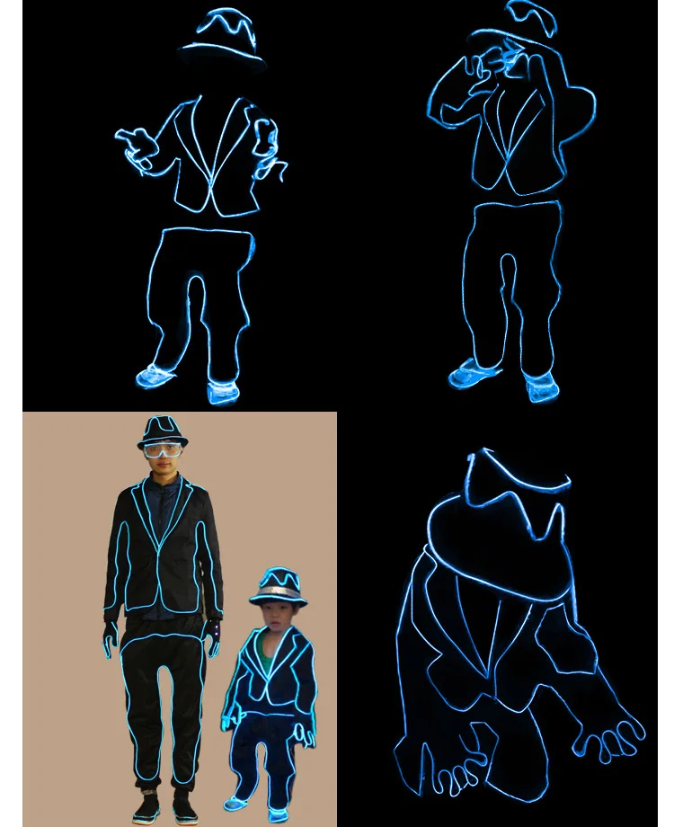 Детский светящийся костюм Майкла Джексона для танцевального шоу светящаяся