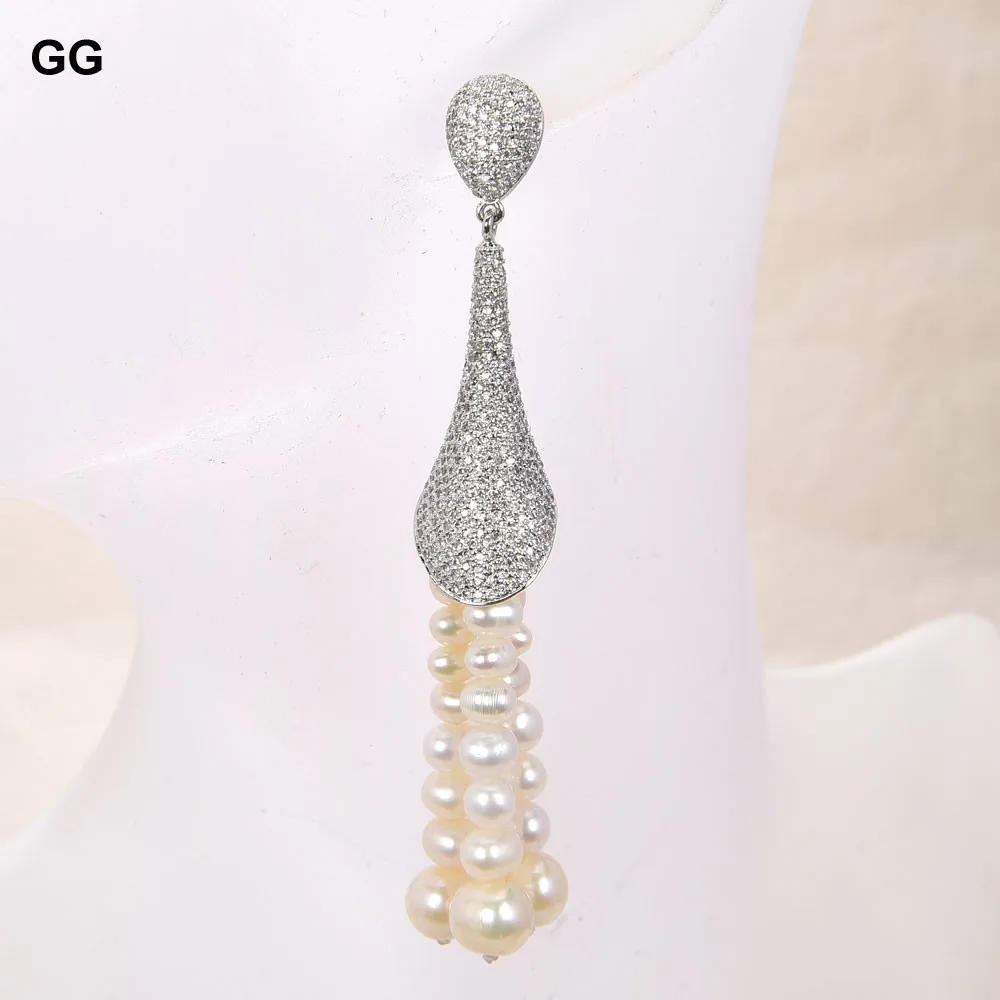 GG ювелирные изделия 3 7 ''с белым жемчугом и кисточкой покрытые розовым