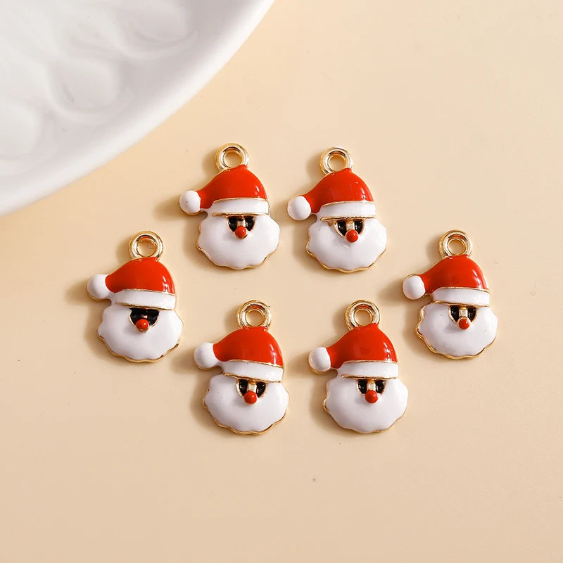 

10pcs 13*17mm Cartoon Santa Claus Charms for Bracelets Pendants Earrings Making DIY Enamel Christmas Charms Jewelry Accessories